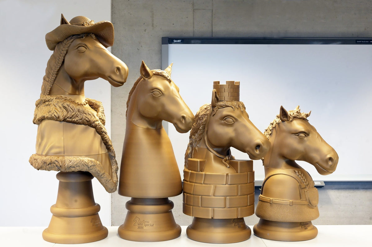 Nachhaltige 3D-Druck-Schachfiguren anlässlich der Reit-WM in Aachen - Recycling Fabrik GmbH